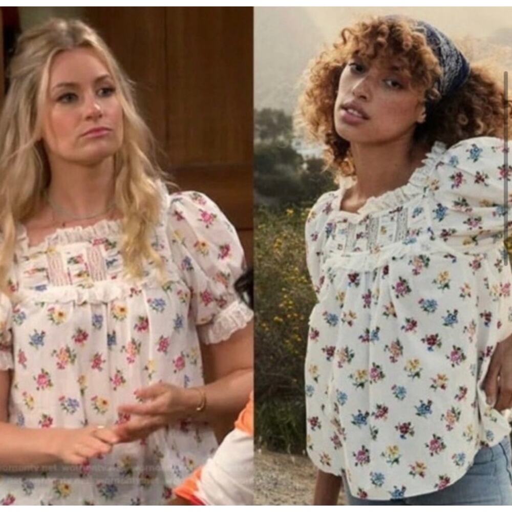 DOEN Frances Top in Fleurs De Jonquille Floral L Boho - Picture 10 of 10